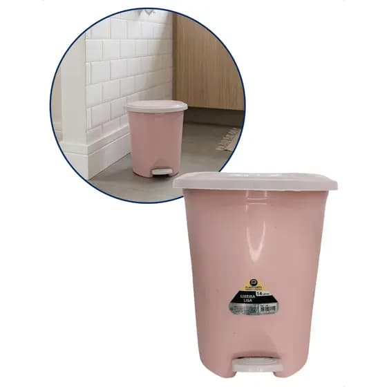 Lixeira 14 Litros Chão com Pedal Cozinha Banheiro Resistente Versátil Durabilidade Leveza 28x33cm