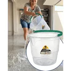 Balde Plástico 8 Litros Resistente Transparente Alça 25x28cm Limpeza Multiuso Lavanderia Versátil