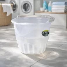 Balde Plástico 8 Litros Resistente Transparente Alça 25x28cm Limpeza Multiuso Lavanderia Versátil