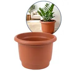 Vaso Redondo Plástico 5 Litros Terracota Marrom Reforçado Decoração Casa Jardim Flores Plantas