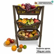 Fruteira Organizador Chão Multiuso Cozinha Lavanderia banheiro 3 Prateleiras Andares