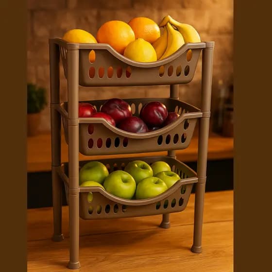 Fruteira Organizador Chão Multiuso Cozinha Lavanderia banheiro 3 Prateleiras Andares