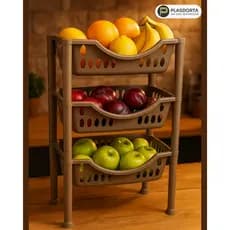 Fruteira Organizador Chão Multiuso Cozinha Lavanderia banheiro 3 Prateleiras Andares