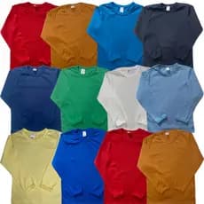 Kit 5 Camisetas Manga Longa Lisa Infantil Menino Kids Sortidos Cores Variadas Masculino Básico
