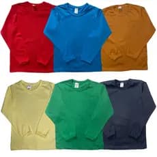 Kit 3 Camisetas Manga Longa Lisa Infantil Menino Kids Sortidos Cores Variadas Masculino Básico
