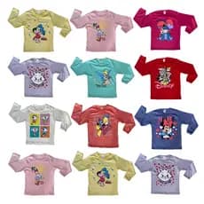 Kit 5 Camiseta Infantil Manga Longa Menina Feminino 100% Algodão Inverno 2 à 8 Anos