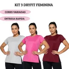 Kit 3 Blusas Feminina Academia Dry Fit Musculação Esportes  Camiseta Tapa Bumbum