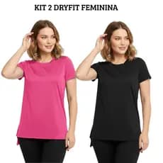 Kit 2 Blusas Feminina Academia Dry Fit Caminhada Poliester Musculação Treino Camiseta Tapa Bumbum