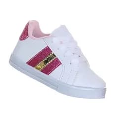Tenis de Menina Infantil Branco Glitter Confortavel e Macio