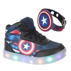 Tenis Bota Botinha Cano Curto Capitao Infantil Masculino Meninos De Led Com Pulseira Gratis
