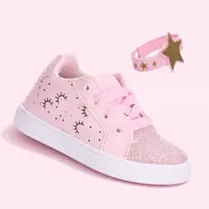Tenis Infantil Menina Rosa Glitter Chuva de Amor Sapato