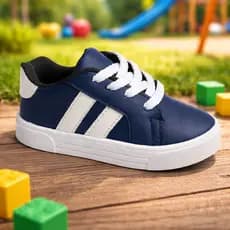 Tenis Infantil Juvenil Masculino Azul Marinho Listra Branca Escolar Lançamento