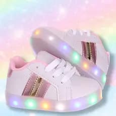 Tenis Calcado Led Luz luzinha pisca infantil Bebe Juvenil menina  com brilho glitter rosa ou branco