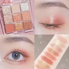 9 Cores Sombra Fosca Shimmer Glitter Em Pó Paleta , De Acrílica Transparente De Longa Duração Perolado Fosco Cor Terra