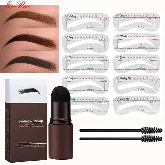 Kit De Estêncil Para Carimbo De Sobrancelha , Modelagem De Em Uma Etapa , À Prova D'água De Longa Duração Com 10 Reutili