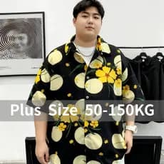 Camisas de Praia Masculinas Oversize para Verão, Estampadas em Listras, Soltas e Arejadas