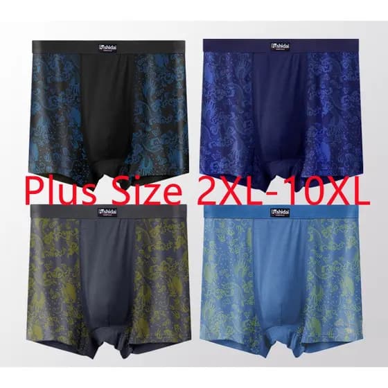 Cuecas Boxer Masculinas de Cintura Alta Tamanhos Grandes 3XL-10XL Respiráveis