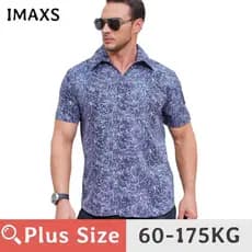 Camisa Masculina Plus Size de Verão, Oversized, Fina, Estampa de Leopardo, Manga Curta, Tamanhos Grandes (60-175KG)
