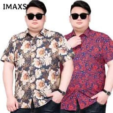 Camisa Casual de Negócios Oversize para Homens, Tamanho Grande, Manga Curta, Estampada, Leve, para o Verão, 60-175KG PLU