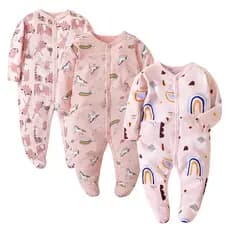 Bebê Recém-Nascido Meninas Dormir E Jogar Pijamas 100 % Algodão Orgânico Macacão De Uma Peça Pijama Frontal
