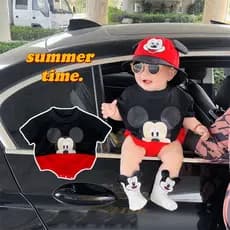 Roupas Para Bebês Recém-Nascidos Mickey Onesies Romper Jumpsuit Cosplay Animais 0-24M