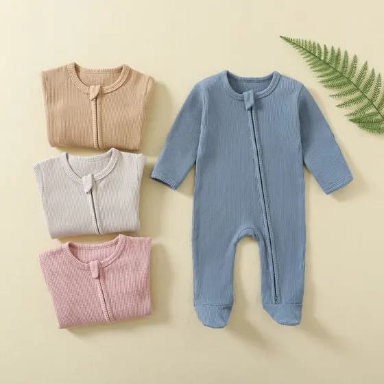 Macacão Para Bebês Meninos E Meninas , Pijama De Manga Comprida Com Zíper Recém-Nascido