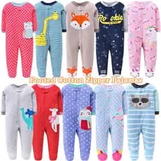 Macacões Para Bebês Recém-Nascidos Meninos Meninas Dorminhoco Algodão Zipper Baby Rompers Pijamas 0-24M