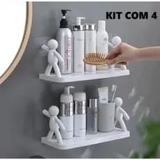 Kit 4 Prateleiras Boneco Multifuncional Casa Banheiro Quarto