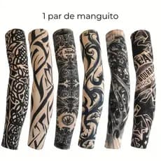 1 Par De Manga Tattoo Manguito Tattoo Proteção Solar Tattoo Sleeve Somente tattoo preta