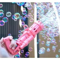 Lança Bolhas Automático Infantil 20cm a Pilha | Máquina de Bolhas de Sabão Azul e Rosa Brinquedo Divertido Turbo