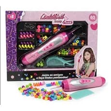 Kit de Miçangas para Cabelo Infantil com Aplicador - Tererê Colorido p Meninas + Acessórios Presente Terere Infantil