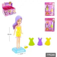 Boneca Fashion com Acessórios Sortidos | Kit Roupinhas Troca Looks Infantil Menina