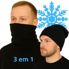 Balaclava Gorro Cachecol Touca Inverno de Frio Balaclava Moto Ciclista Masculino Feminino (3 em 1)