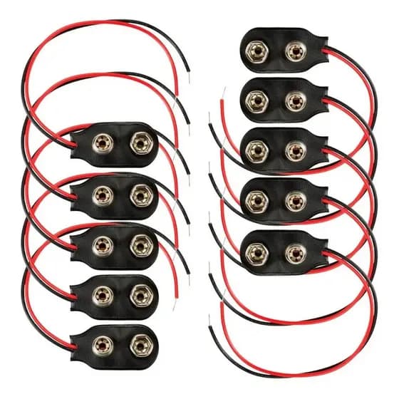 Conector Clip Para Bateria 9v Com Rabicho - 10 Peças