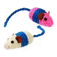 Brinquedo Para Gatos Sisal Ratinhos - Com 2 Unidades - Anti Stress Interativo
