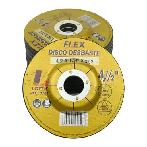 Kit 10 Discos Desbaste Metal Ferro 4,5" x 1/4" x 22,2 Lotus