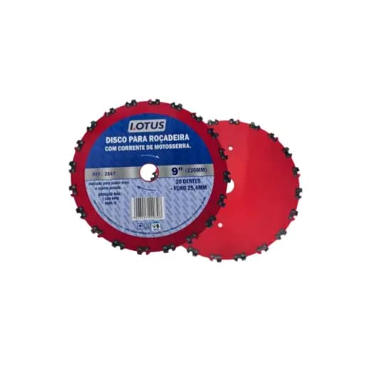 Disco De Poda Para Roçadeira 230x25,4mm Com Corrente 20 Dentes Lotus 9 Polegadas