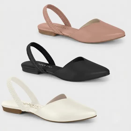 Sapatilha Feminina Beira Rio Mule Bico Fino Napa Fivela Conforto