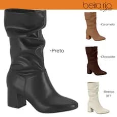 Bota Feminina Beira Rio Cano Médio Salto Grosso Elegância Inverno