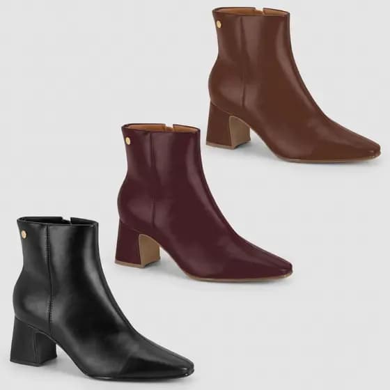 Bota Feminina Vizzano Cano Baixo Salto Estilosa Zíper Básica