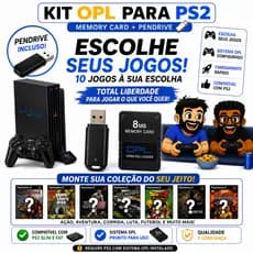 Kit OPL PS2 | Memory Card OPL + Pen Drive + 10 Jogos à Escolha