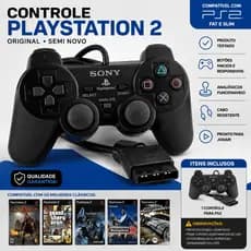 CONTROLE PARA PLAYSTATION 2 ORIGINAL USADO – TESTADO E FUNCIONANDO!