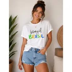 Camiseta Brasil Feminina Copa 2026 Moda Blogueira Torcida Seleção Brasileira