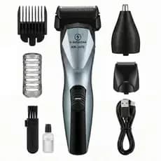 Aparador de Barba 3 em 1 Recarregável KM-3670 – Máquina de Cortar Cabelo, Barbeador e Aparador de Nariz