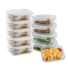Kit de 6 a 12 Potes de Vidro 640ml Hermético Marmita Fit com Tampa 4 Travas Premium