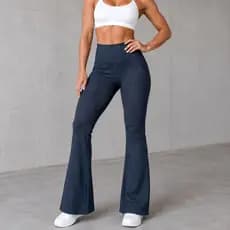 Calça Legging Flare Estampa Jeans Feminina Cintura Alta