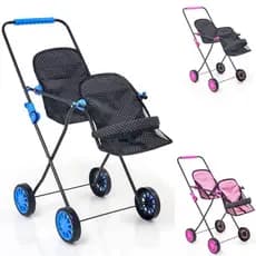 Carrinho de Boneca Gêmeos Baby Estilo Lindo Infantil Menina Alive Leve Fácil de Guardar Novidade