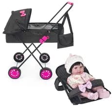 Carrinho de Boneca + Bolsa + Bêbe Conforto e cadeirinha de alimentação Kit Completo Sag Toys