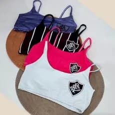 Blusinha Top Alcinha Frente com Forro Fluminense Fluzão Time Carioca Sem Bojo ESTHER