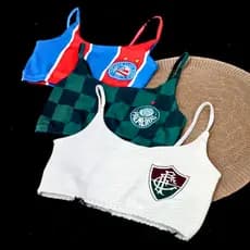 Top Blusinha Forrado Sem Bojo Feminino Fitness Top Time Brasileiro ES TER